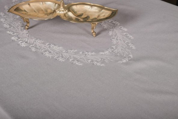 Finezza Demet Lüx Jakar Polycotton Kumaş Gri Masa Örtüsü 160x220 cm - 1060 - 8