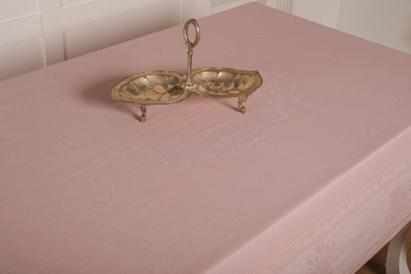 Finezza Demet Lüx Jakar Polycotton Kumaş Pudra Masa Örtüsü 160x350 cm - 1062 - 2