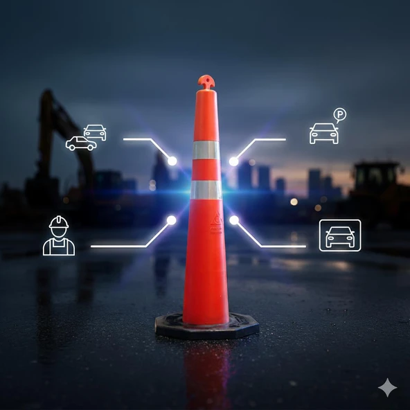 Space Trafik kukası Yüksek görünürlük PVC Dayanıklı İkaz Kukası (115cm) - Resim 3