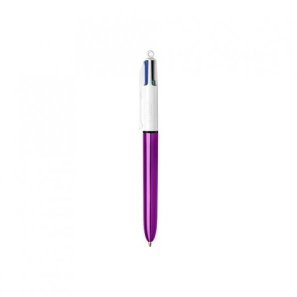 Bic 4 Colours Shine Mor Gövde Tükenmez Kalem