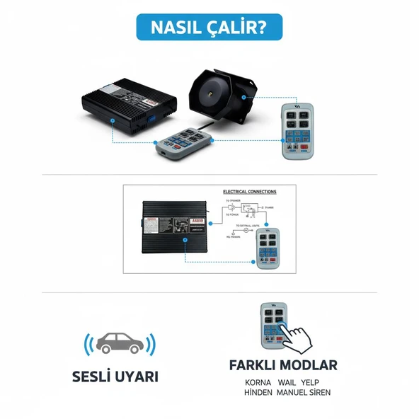 Space Mikrofonlu Metal Siren - Uzaktan Kumandalı - Resim 2