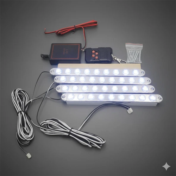 4x9 Ledli Panjur İkaz Özellikli Led Lamba Kırmızı/Beyaz-Mavi/Beyaz 54W Premium ürün görseli 1