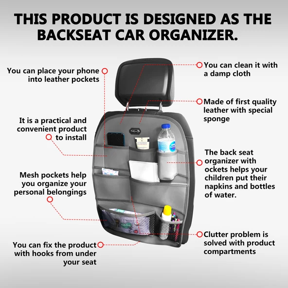 Space Deri Koltuk Arkası Organizer - Siyah - 4