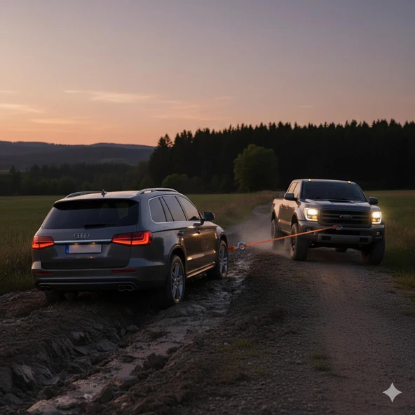 Space 5 Ton Kemerli Çeki Halatı (4 metre) Premium Sağlam Sarı veya Kırmızı renk - Resim 2