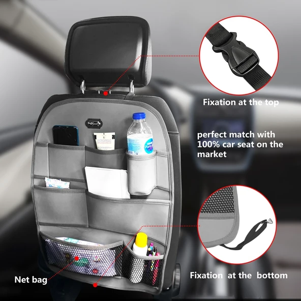 Space Deri Koltuk Arkası Organizer - Siyah