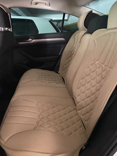 Space Elegance 5'li Koltuk Kılıfı Minder Bej-Bej / KLMNY550 - Resim 5