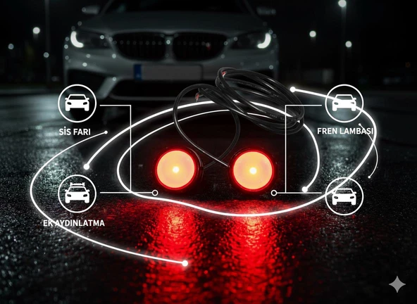 Gündüz Ledi Çakarlı 6W Kırmızı 12V / LAPA172-2 - Resim 3
