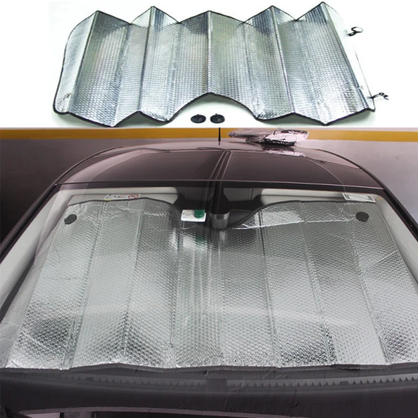 Space Balonlu Gümüş Renk Ön Cam Perdesi Küçük Güneşlik 60X130 - Resim 3