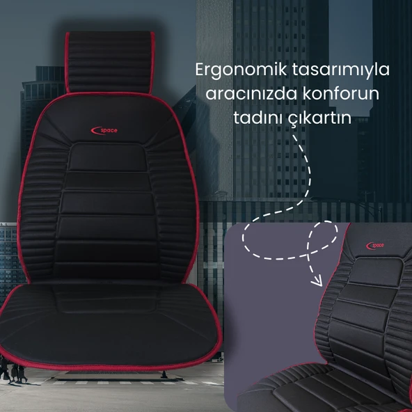 Space Bumerang Minder 2'li Koltuk Kılıfı Set Siyah / KLMNY61-K - Resim 3