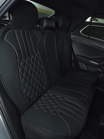 Space Elegance 5'li Koltuk Kılıfı Set Minder Siyah-Gri / KLMNY542 - Resim 4