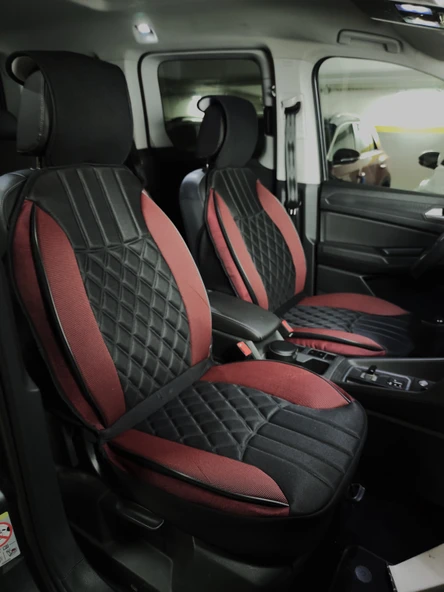 Space Elegance 5'li Koltuk Kılıfı Set Minder Siyah-Kırmızı / KLMNY547 - Resim 3