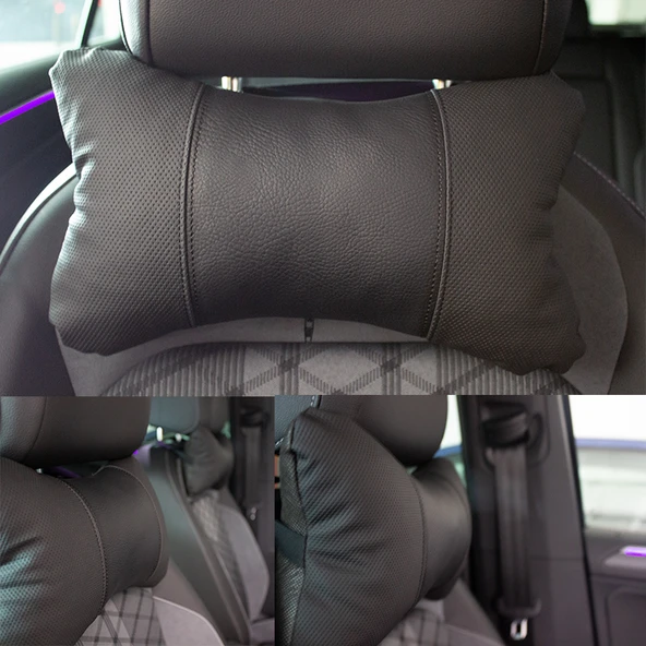 2'li Premium Oto Koltuk Boyun Yastığı - Siyah ürün görseli 1