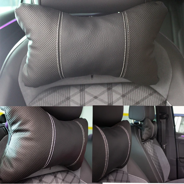 2'li Oto Koltuk Boyun Yastığı - Siyah Beyaz (Premium) ürün görseli 1