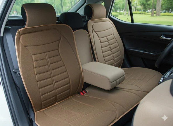 Space Tüm Araçlarla Uyumlu Premium Koltuk Minderi Ön ve Arka koltuklar için 5'li Taba Renk - Resim 2