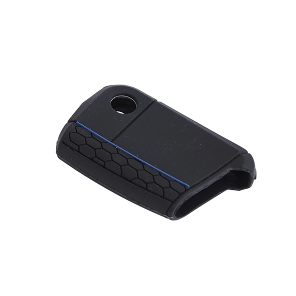 Space Silikon Anahtar Kabı- Volkswagen/Golf7 Siyah-Mavi çizgili / SYPD53-1 ürün görseli 1