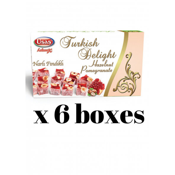 Delight pomegranate flavored Turkish delight with hazelnut 350 gr x 6 boxes