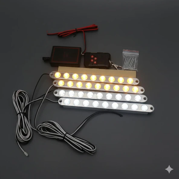 Led Lamba 4x9 ledli panjur içi Farklı modlu lamba Sarı -Beyaz 12V ürün görseli 1