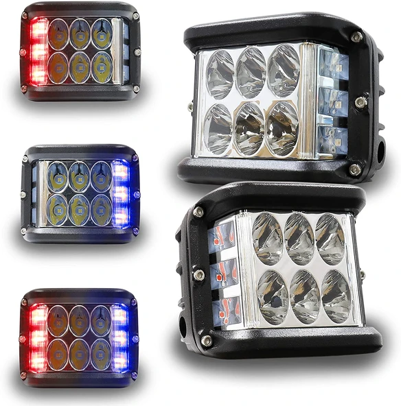 Space Offroad Sis Lambası - 12 Ledli 36W Beyaz-Kırmızı-Mavi (2'li) - Resim 3