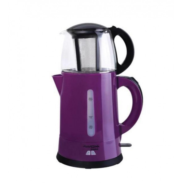 Teaplus Mor Elektrikli Cam Demlikli Çay Makinesi