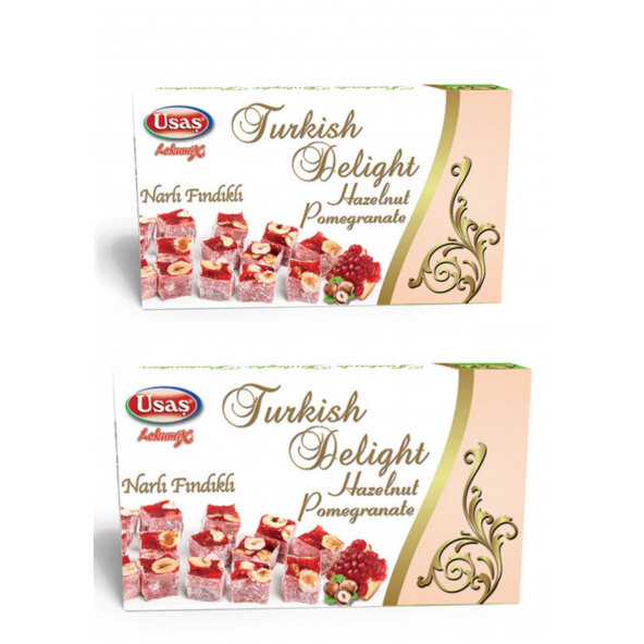 Turkish delight pomegranate flavored with hazelnut 350gr x 2 boxes