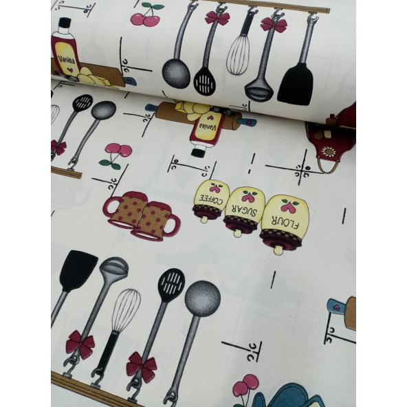 Hayat Home Mutfak desenli Duck Keten kumaş - 5