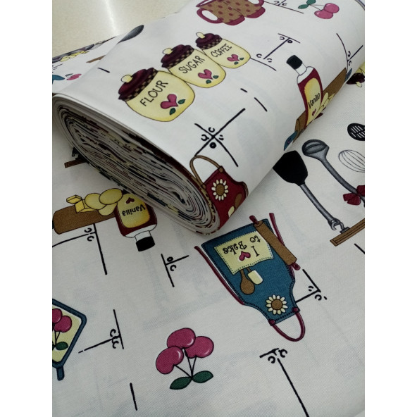 Hayat Home Mutfak desenli Duck Keten kumaş - 6