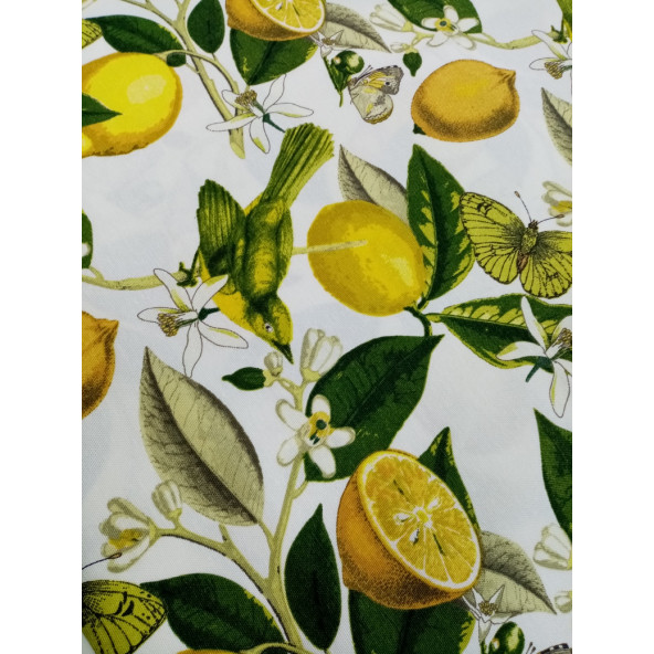 Hayat Home Limon desenli Duck keten kumaş - 2