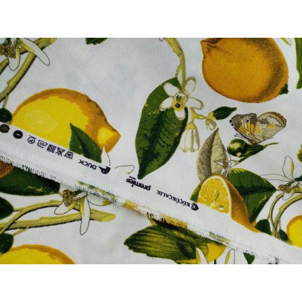 Hayat Home Limon desenli Duck keten kumaş - 4