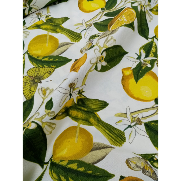 Hayat Home Limon desenli Duck keten kumaş - 5