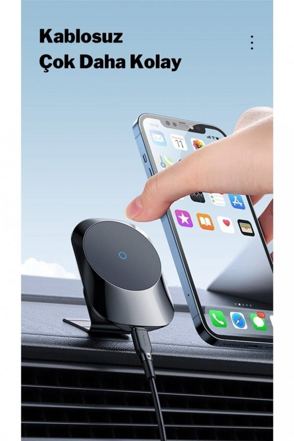 Mcdodo CH-7071 15W Iphone Magsafe Araç Kablosuz Şarj ve Tutucu Siyah - 2