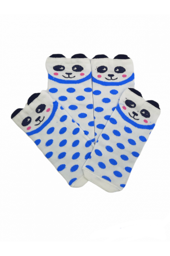 4 Çift Pandalı Bilek Boy Desenli Kadın 36-40 Numara Patik Çorap  BT-0489 - 2