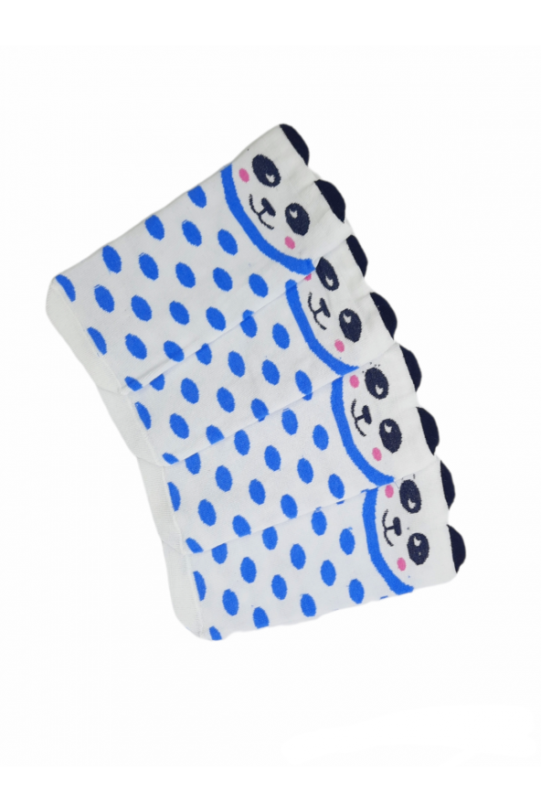 4 Çift Pandalı Bilek Boy Desenli Kadın 36-40 Numara Patik Çorap  BT-0489 - 3