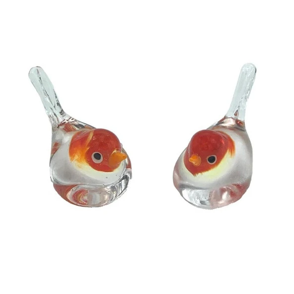 İtalya Murano Cam İkili Kuş El Yapımı Turuncu ürün görseli