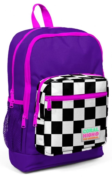 Coral High İlkokul Sırt Çantası ve Kalemlik Seti - Mor Damalı - 2