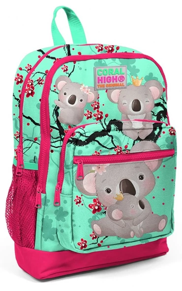 Coral High Yeşil Koala Baskılı Kız Çocuk İlkokul Çantası ve Beslenme Seti - Resim 2