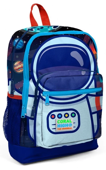 Coral High İlkokul Sırt Çantası ve Kalemlik Seti - Mavi Astronot Baskılı - Resim 2