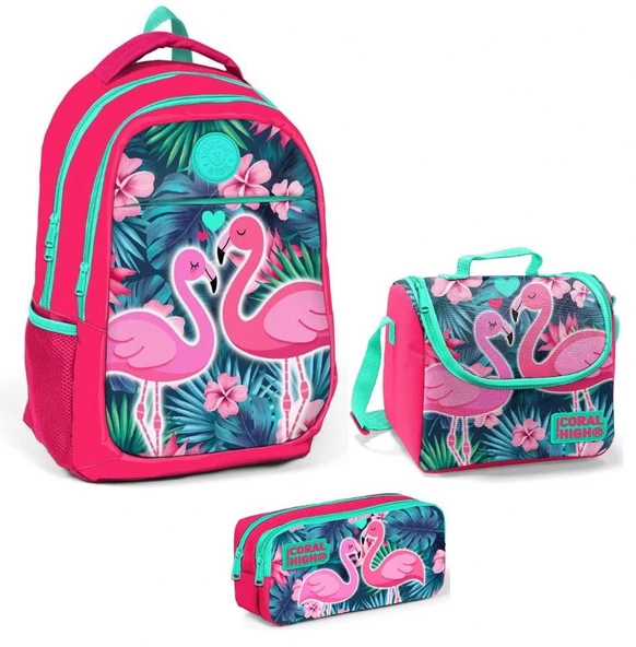 Coral High Narçiçeği Flamingo Kız Çocuk İlkokul Çanta Seti - Kız Çocuk ürün görseli