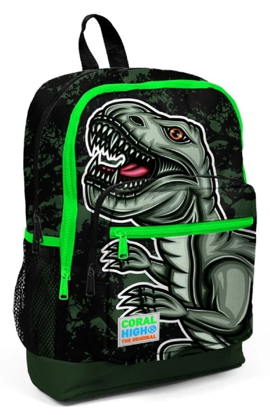 Coral High Yeşil Dinazor Baskılı Erkek Çocuk İlkokul Çantası ve Beslenme Seti - Resim 2