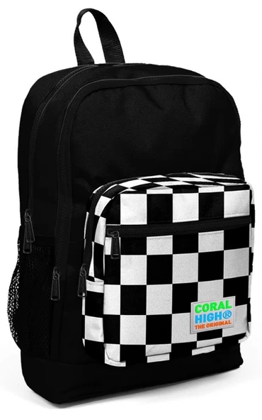 Coral High İlkokul Sırt Çantası ve Kalemlik Seti - Siyah Damalı - Resim 2