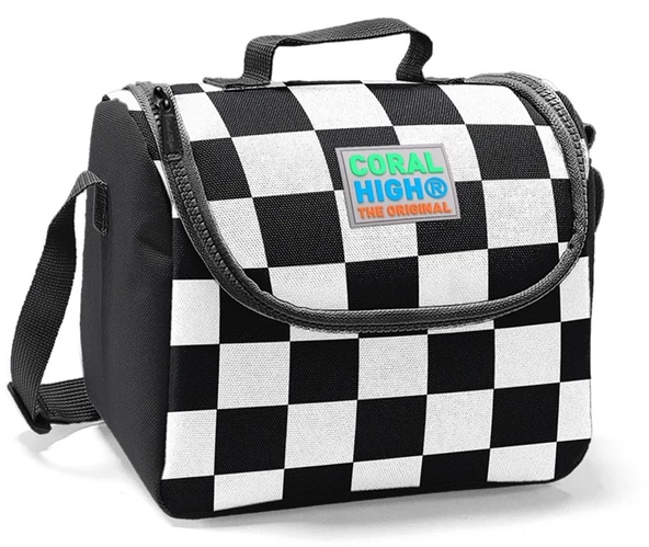 Coral High Siyah Damalı Okul Çantası ve Beslenme Çantası Seti - Erkek Çocuk - USB Soketli - Resim 3