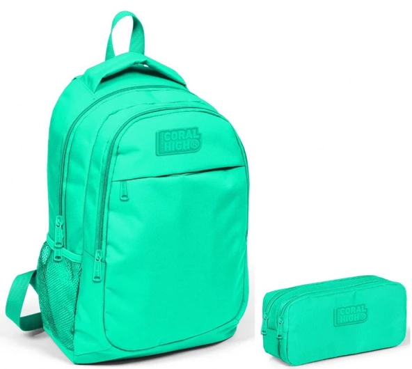 Coral High Yeşil Kız Çocuk İlkokul Çantası ve Kalemlik Seti
