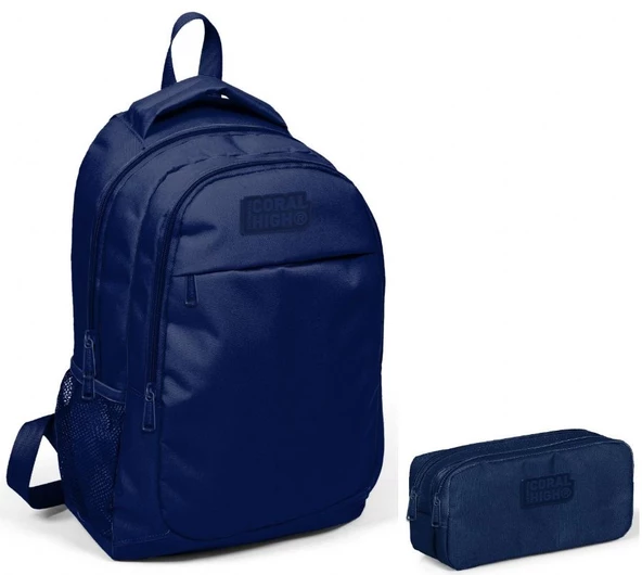 Coral High Lacivert Erkek Çocuk İlkokul Çantası ve Kalemlik Seti ürün görseli