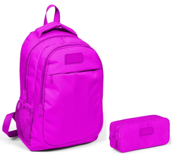 Coral High Koyu Pembe Kız Çocuk İlkokul Çantası ve Kalemlik Seti ürün görseli