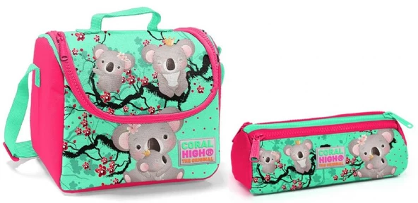 Coral High Koala Kız Çocuk Beslenme Çantası ve Kalemlik Seti - Thermo