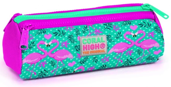 Coral High Yeşil Flamingo Baskılı Kız Çocuk 3'lü İlkokul Çanta Seti - 4
