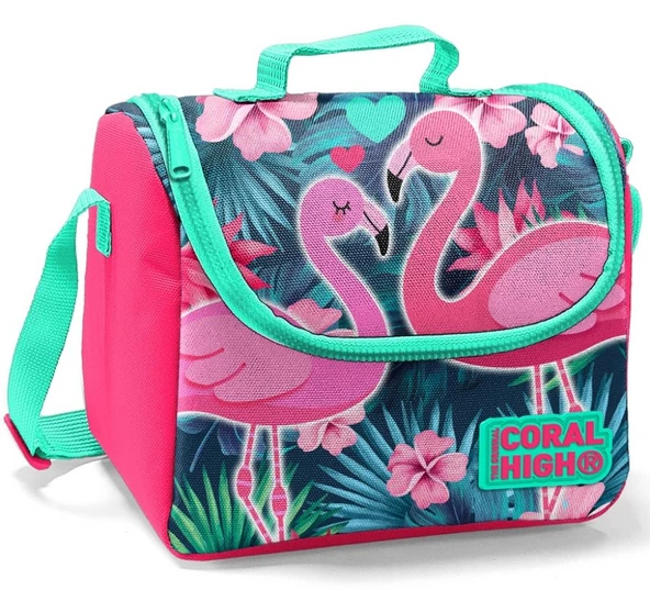 Coral High Kız Çocuk Pembe Flamingo Okul Sırt Çantası ve Beslenme Çantası - Resim 3