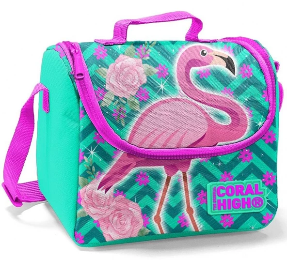 Coral High Pembe Flamingo Okul ve Beslenme Çantası - Kız Çocuk  - USB Soketli - 3