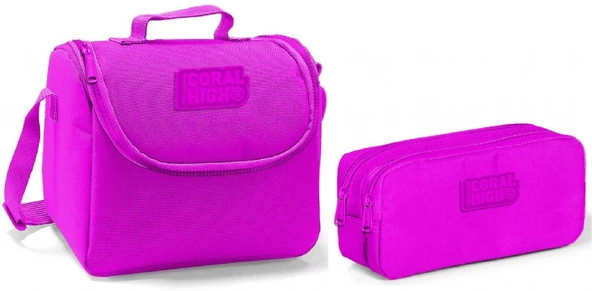 Coral High Beslenme Çantası ve Kalemlik Takım - Pembe - Kız Çocuk
