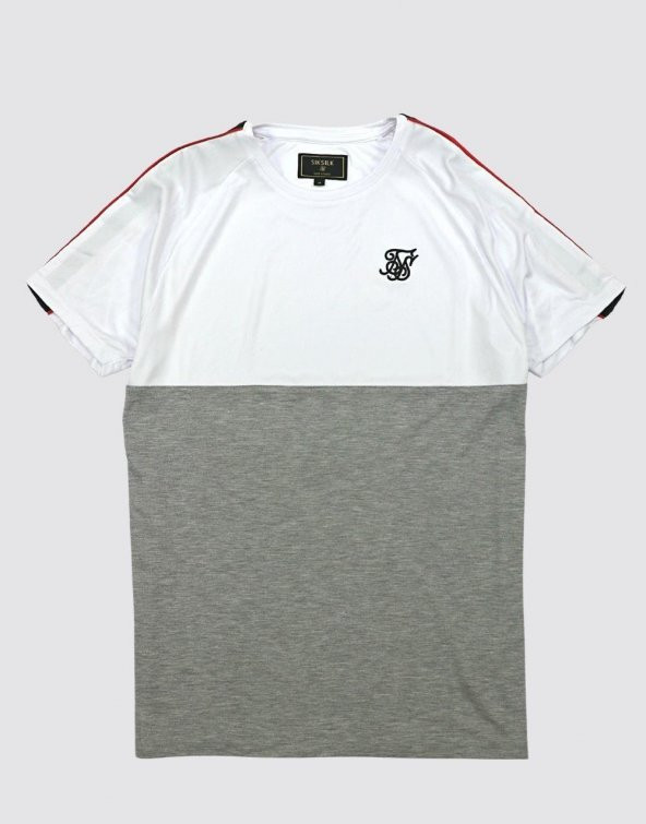 SikSilk Reglan Tee Erkek Tişört Beyaz Gri