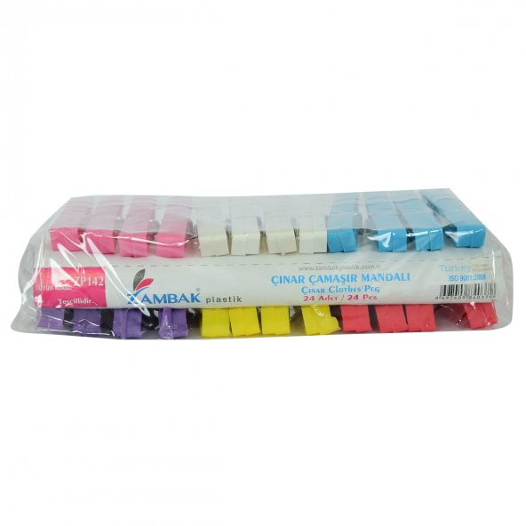 Plastik Çınar Çamaşır Mandalı 24 Adet Karışık Renk ZP-142 - 2